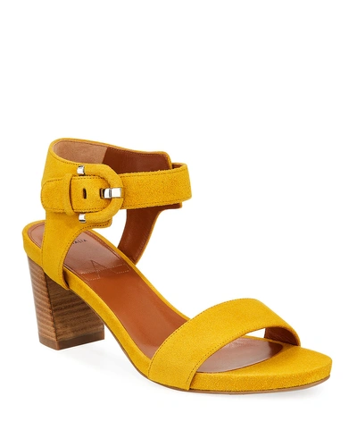 Aquatalia Brenna Suede Ankle Sandals In Yellow