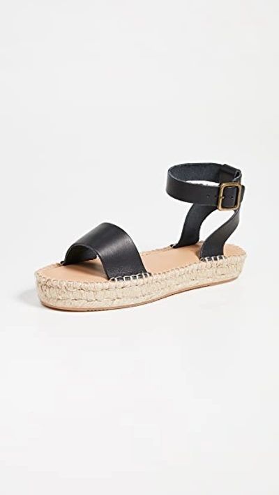 Soludos Cadiz Leather Platform Sandals In Black