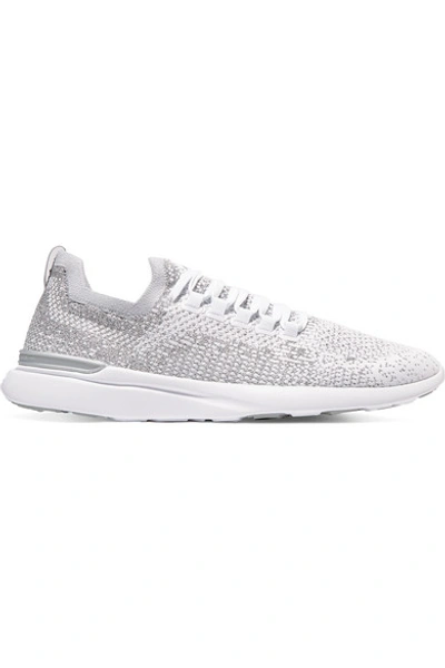 Apl Athletic Propulsion Labs Techloom Breeze Metallic Knit Mesh Running Sneakers In Silver