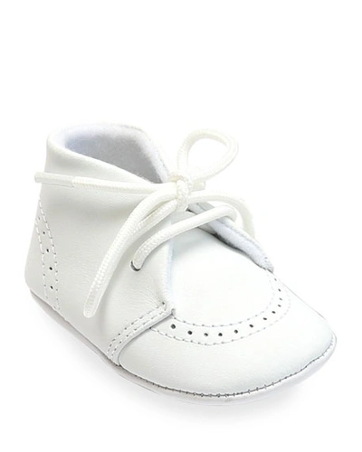 L'amour Shoes Boy's Benny Leather Brogue Oxford Crib Shoes, Baby In White