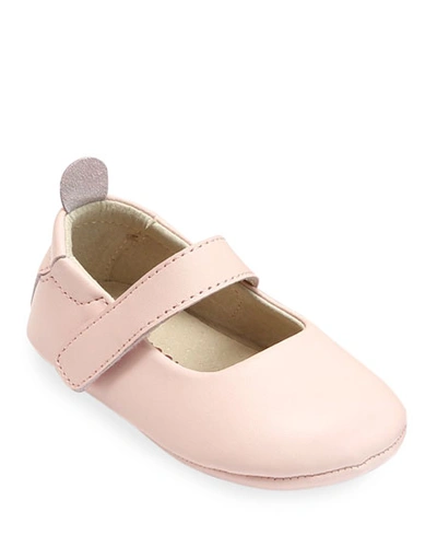 L'amour Shoes Kids' Girl's Charlotte Leather Mary Jane Crib Shoes, Baby In Pink