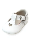 L'amour Shoes Kids' Girl's Rosale Heart Cutout Leather Mary Jane Crib Shoes, Baby In White