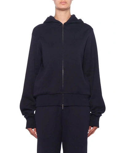 The Row Denn Zip-front Hooded Jacket In Navy