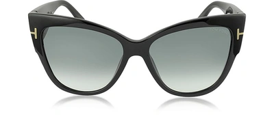 Tom Ford Sunglasses Anoushka Ft0371 01b Black Cat Eye Sunglasses In Multicolor