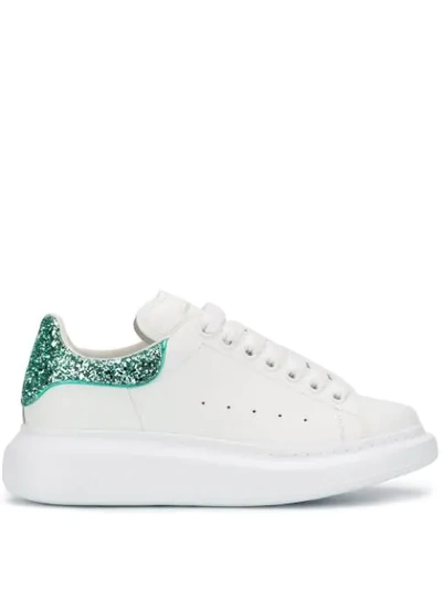 Alexander Mcqueen Glittered Trim Sneakers In White