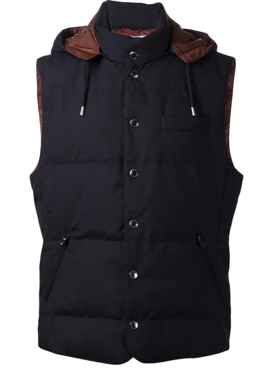 Brunello Cucinelli Padded Hooded Vest - Blue
