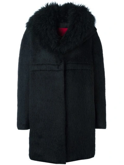 Moncler Long Sleeve Cocoon Coat In Black