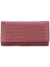 Bottega Veneta Intrecciato Weave Continental Wallet In Red