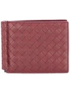 Bottega Veneta Intrecciato Weave Wallet With Money Clip - Red