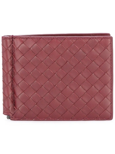 Bottega Veneta Intrecciato Weave Wallet With Money Clip - Red