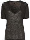 Isabel Marant Maree V-neck Linen T-shirt In Grey