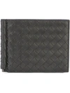 Bottega Veneta Woven Leather Wallet In Grey