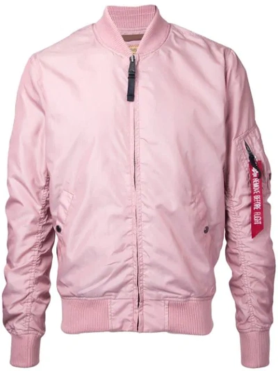 Alpha Industries Arm Pocket Bomber Jacket In Pink