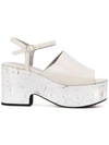 Strategia Metallic Platform Sandals In White