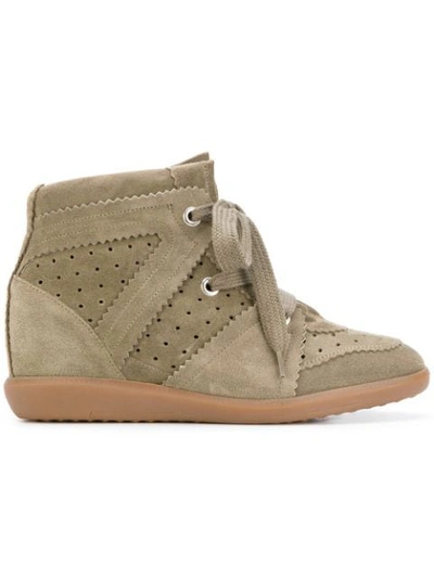 Isabel Marant Bobby Wedge Trainers In Neutrals