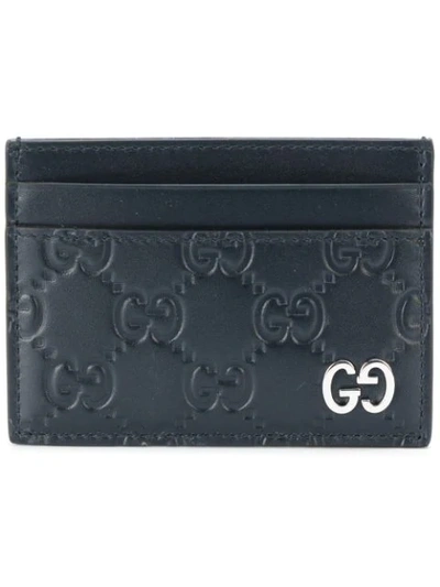 Gucci Signature Card Case In Blue