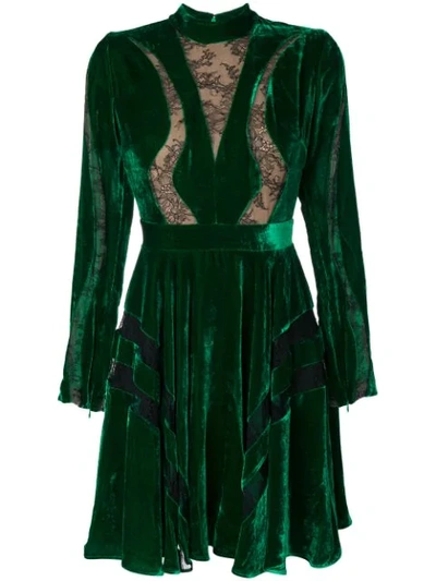 Elie Saab Cut Out Lace Skater Dress - Green