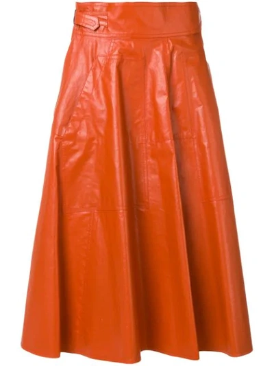 Bottega Veneta Pleated A-line Skirt In Orange