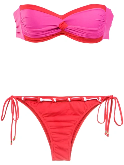 Amir Slama Strapless Bikini Set In Red