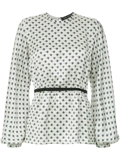 Andrea Marques Printed Bell Sleeves Blouse In Multi