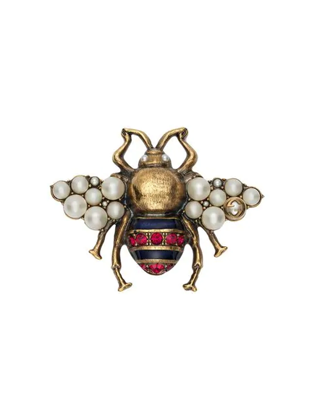 Gucci Bee Brooch With Crystals And Pearls In Metallic ,multicolour