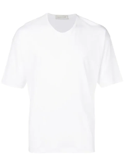 Mackintosh White Cotton V-neck T-shirt | Gcs-026