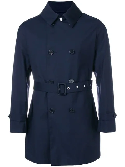 Mackintosh Storm System Short Trench Coat In Blue