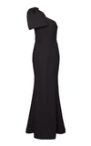 Rebecca Vallance Francesca Matelassé One Shoulder Gown In Black