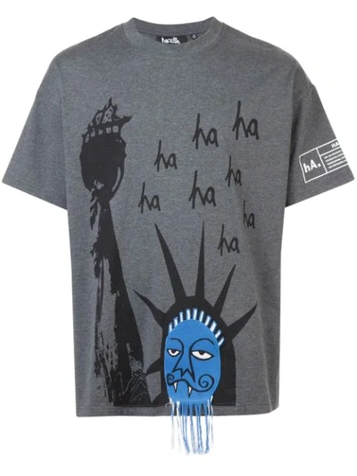 Haculla Ha Ha Liberty Drop Shoulder T-shirt In Grey