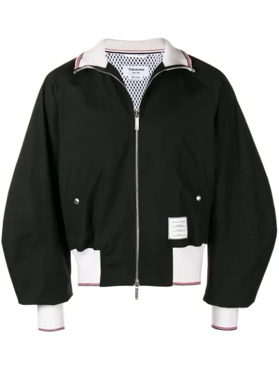 Thom Browne 4-bar Sateen Stripe Blouson Jacket In Black
