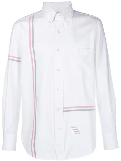 Thom Browne Rwb Stripe Straight-fit Oxford Shirt In White