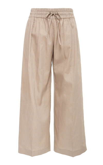 Joseph Dahlman Cropped Cotton Wide-leg Pants In Brown