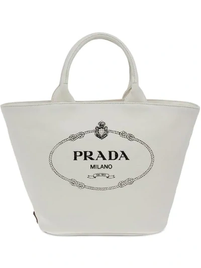 Prada Fabric Handbag In White