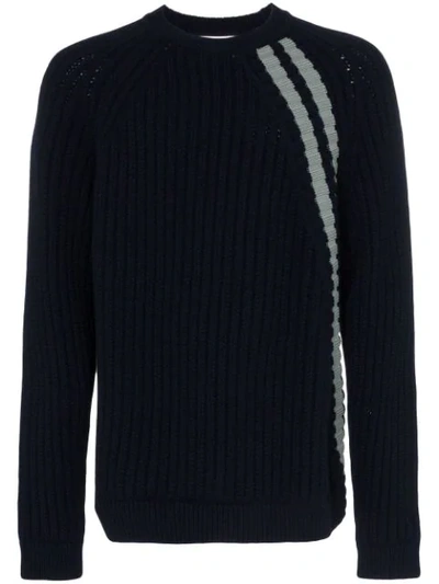 Jil Sander Crew Sweater With Stripe Detail - Blue