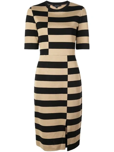 Derek Lam Striped Jersey Dress In Black