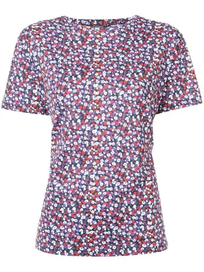 Derek Lam Poppy Print Cotton Jersey T In Blue