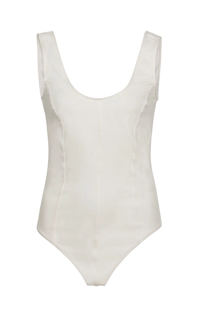 Vince Seamed Cotton Bodysuit In White