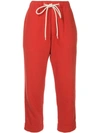 Bassike Washed Herringbone Cropped Trousers - Red