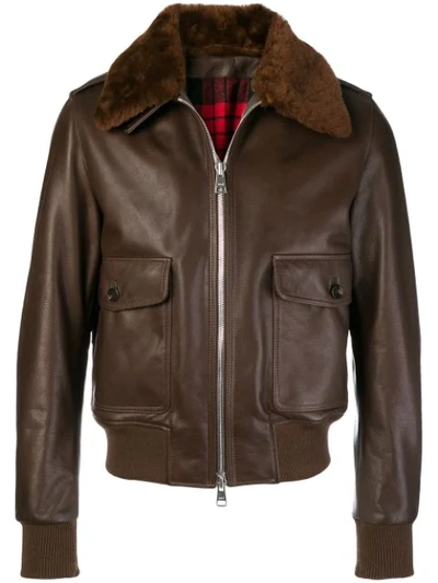 Ami Alexandre Mattiussi Jacket With Shearling Collar In Brown
