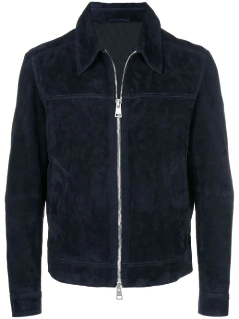 Ami Alexandre Mattiussi Suede Leather Jacket In Blue | ModeSens
