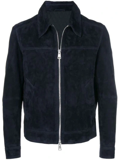 Ami Alexandre Mattiussi Suede Leather Jacket In Blue