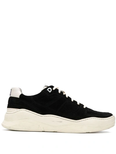 Ami Alexandre Mattiussi Leather-trimmed Suede Sneakers In Black