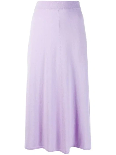 Joseph Knit Wool-cashmere Midi Skirt In Purple