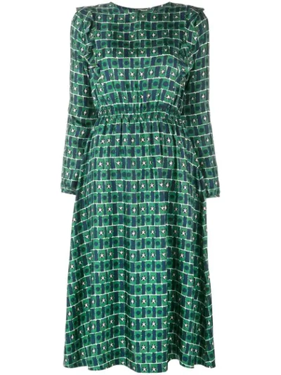 Chinti & Parker Geometric Flared Midi Dress In Green