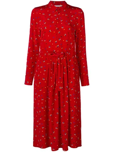 Chinti & Parker Floral Long-sleeve Midi Dress In Red