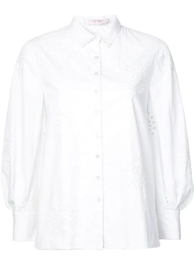 Carolina Herrera Floral Embroidered Shirt In White