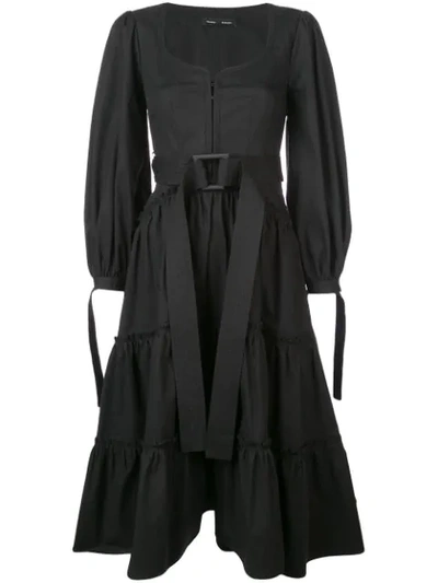 Proenza Schouler Belted Stretch-cotton Midi Dress In Black
