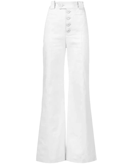Proenza Schouler High-waist Flare-leg Twill Pants In White