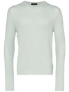 Prada Knitted Slim Fit Cashmere Jumper In Green