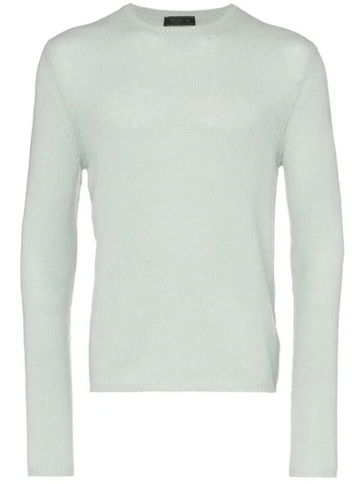 Prada Knitted Slim Fit Cashmere Jumper In Green